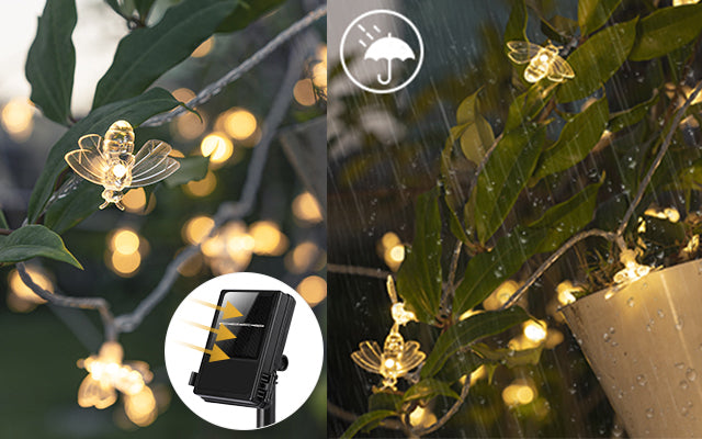 🌞 Solar Bee String Lights 33ft / 10M, 50 LEDs