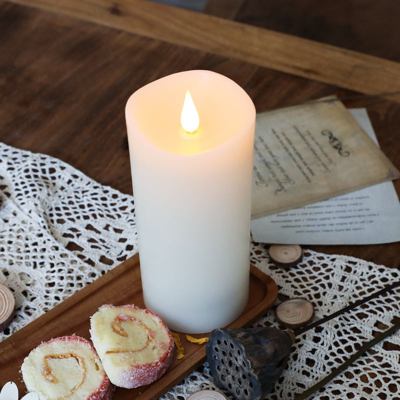 Natural Paraffin Wax LED Pillar Candles with Flickering