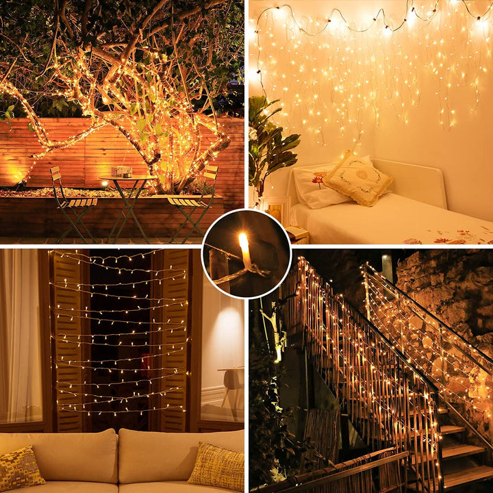 Outdoor Battery Fairy Lights with Remote and Timer, 36ft 100 LED, Warm White